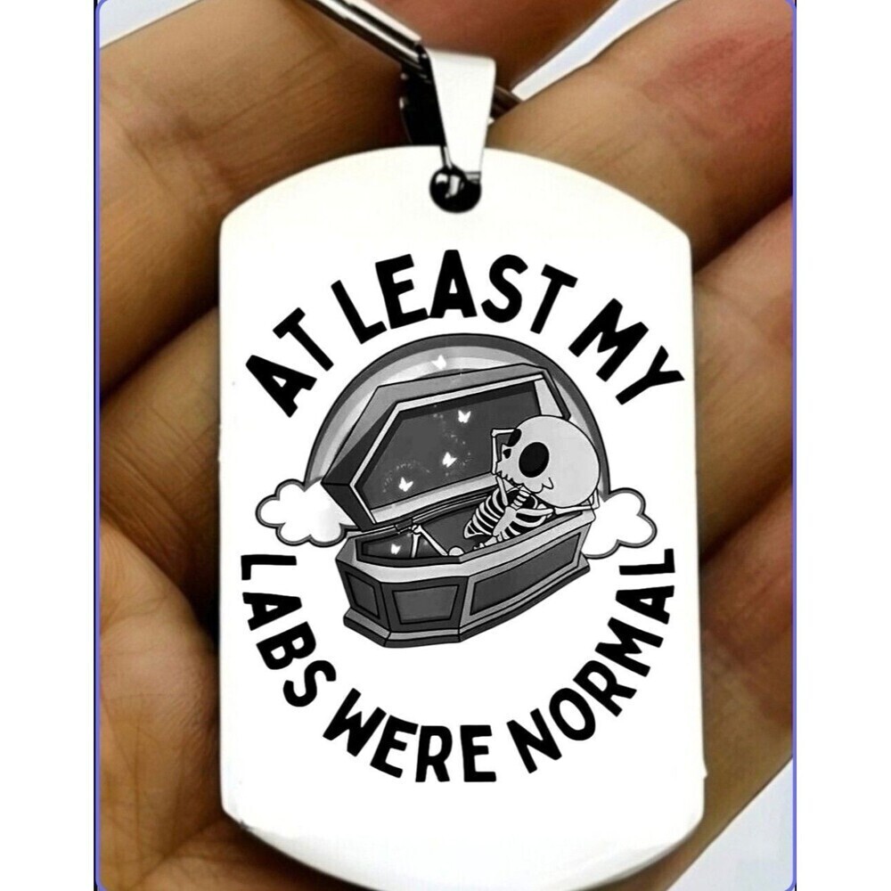 Skelton Coffin Skull Art Lab Normal Stainless Keychain Quote Horror Scary